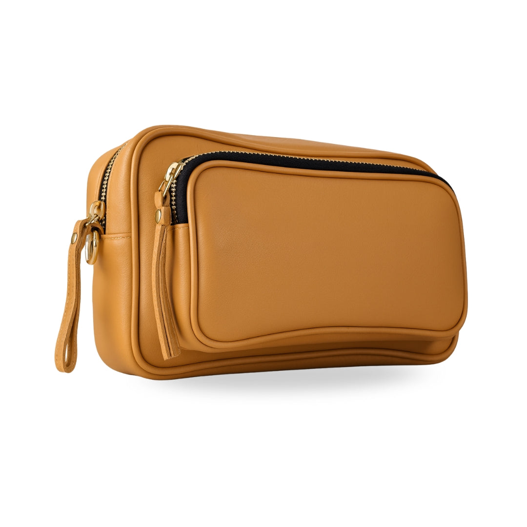 Unisex Genuine Cow Leather Crossbody Sling Bag with Front Pocket