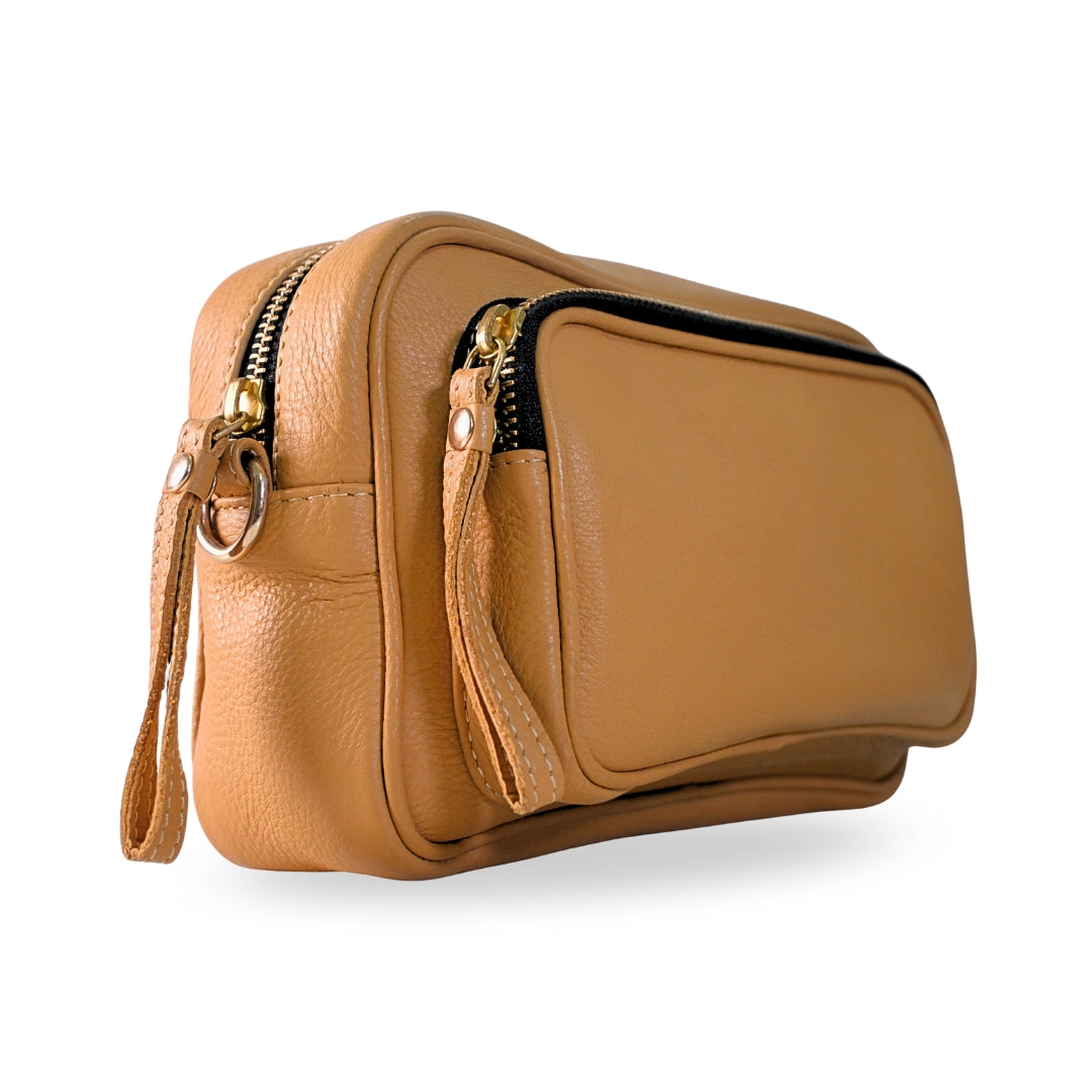 Unisex Genuine Cow Leather Crossbody Sling Bag with Front Pocket