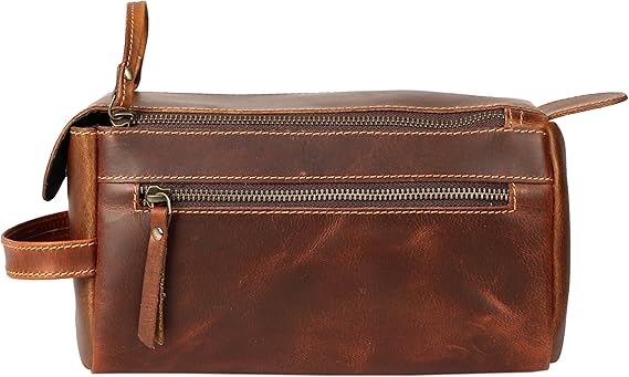 Premium Buffalo Leather Toiletry Bag for Men & Women