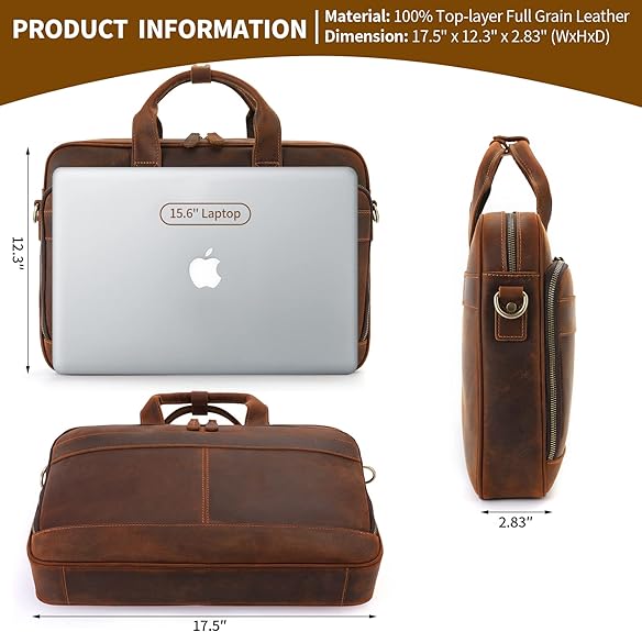 Full Grain Leather Briefcase for Men