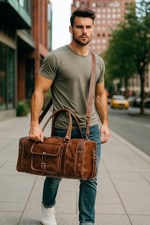Leather Duffel Bag for Men & Women