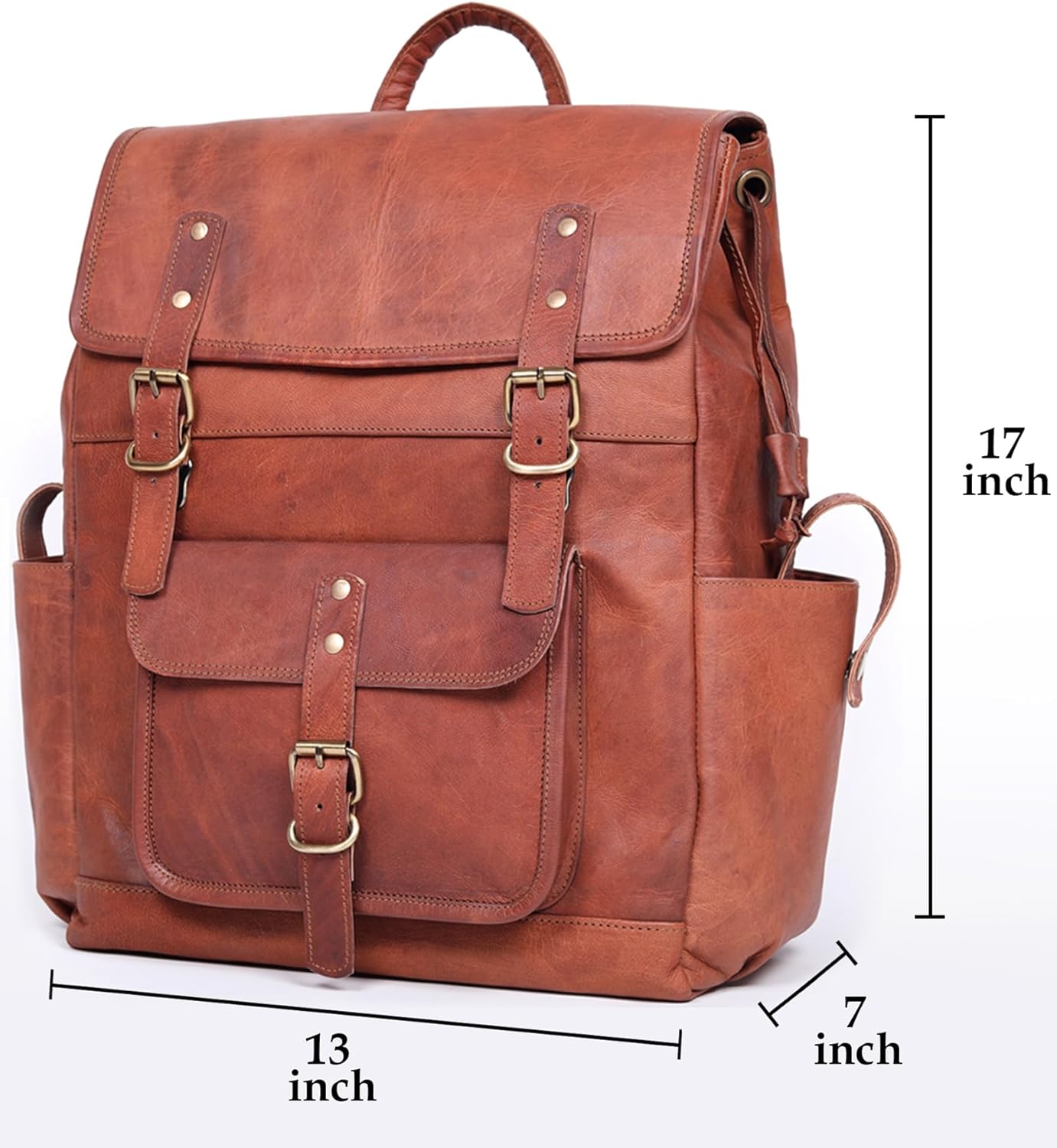 Brown Leather Large Vintage Laptop Backpack