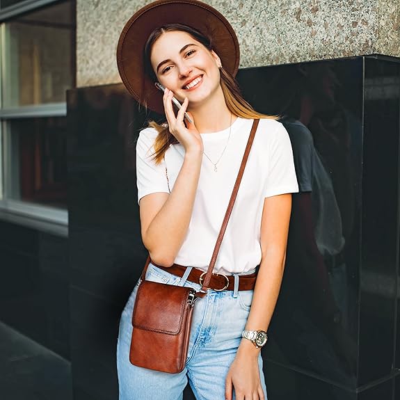 Leather Crossbody RFID Blocking Bags for Women