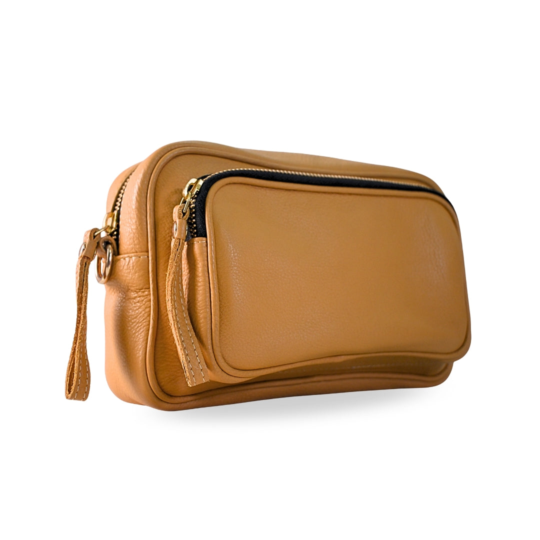 Unisex Genuine Cow Leather Crossbody Sling Bag with Front Pocket