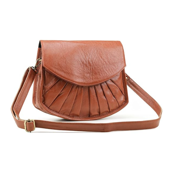 Handmade Leather Womens Flapover Crossbody Purse