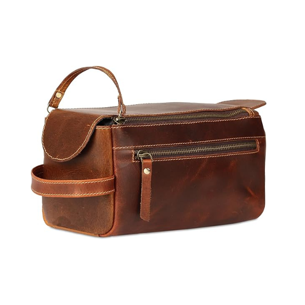Premium Buffalo Leather Toiletry Bag for Men & Women