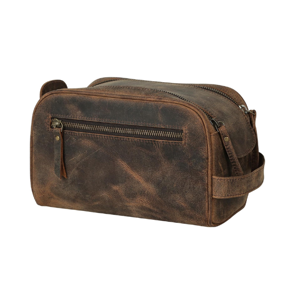 Travel Toiletry Premium Leather Dopp Kit for Men & Women Bag
