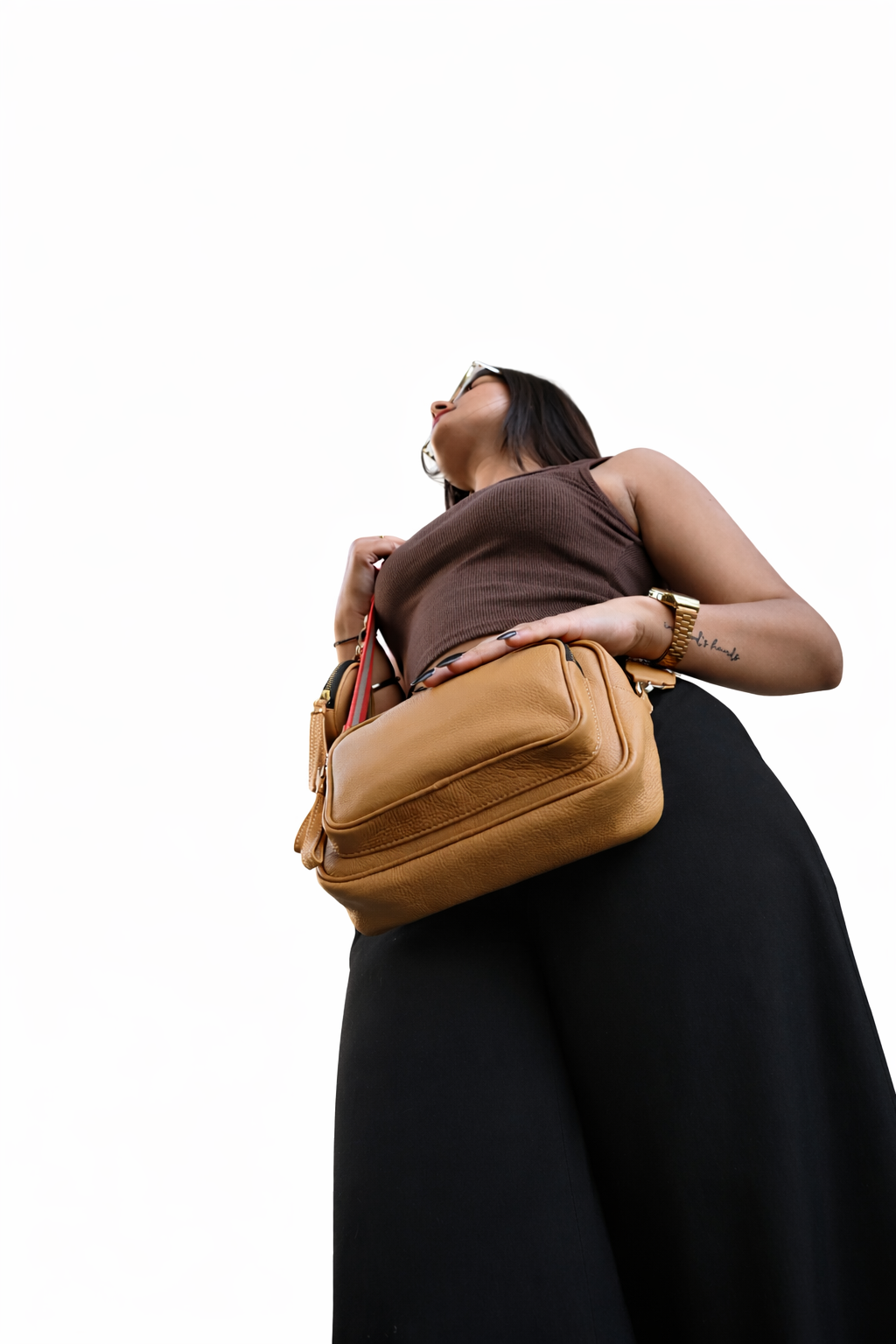 Unisex Genuine Cow Leather Crossbody Sling Bag with Front Pocket