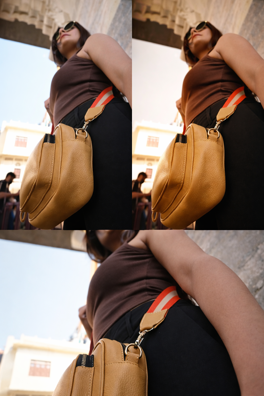 Unisex Genuine Cow Leather Crossbody Sling Bag with Front Pocket